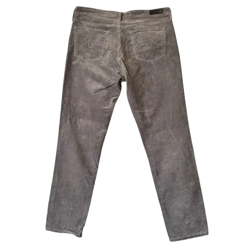 AG Adriano Goldschmied Women's Stevie Ankle Straight Leg Gray Corduroy Pants- 31